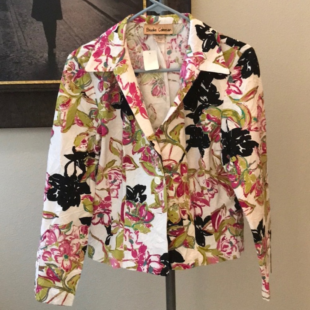 BROOKE COLEMAN SIZE LARGE FLOWER BLAZER  EUC - Picture 3 of 13